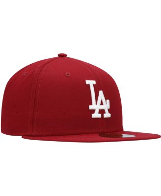 Men's Cardinal Los Angeles Dodgers Logo White 59FIFTY Fitted Hat