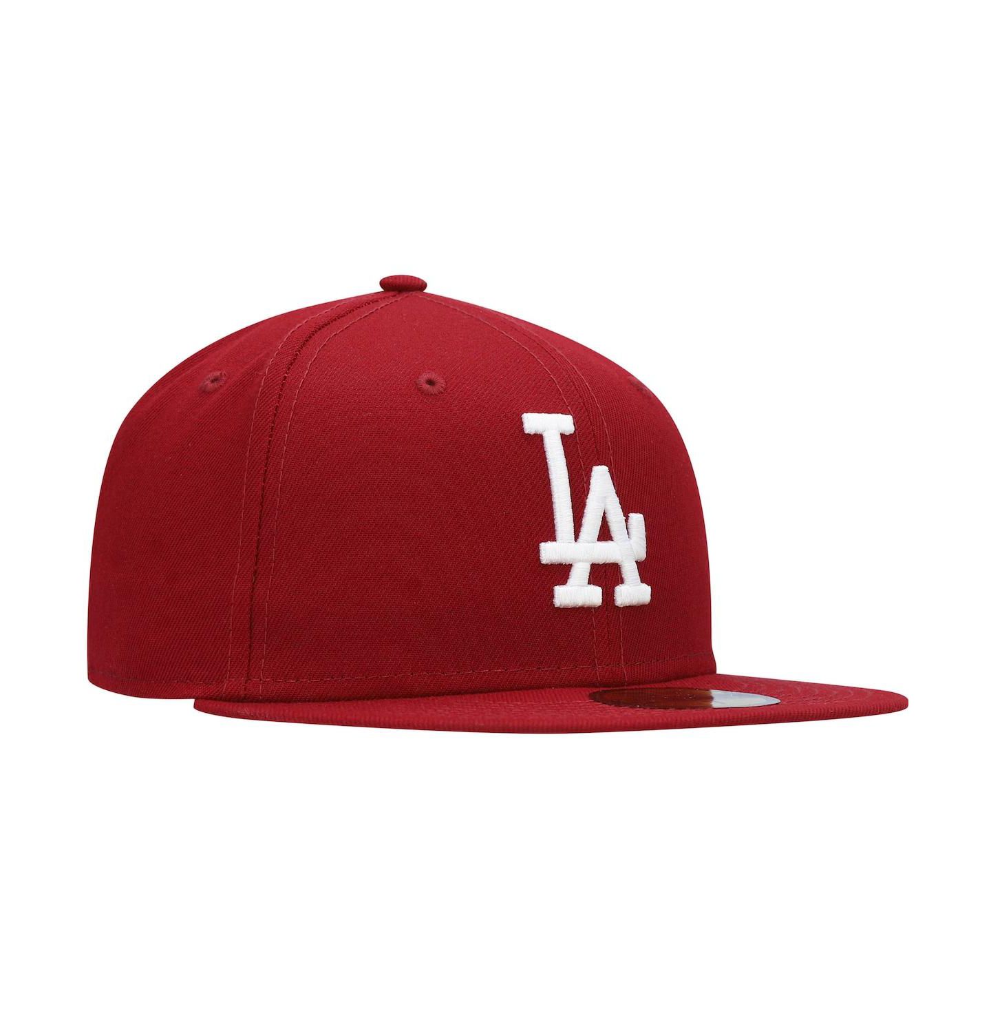 Мужская кепка New Era Cardinal Los Angeles Dodgers Logo White 59FIFTY Fitted Hat — фото 4