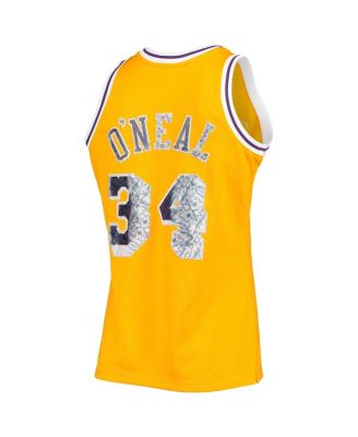 Men's Shaquille O'Neal Gold-Tone Los Angeles Lakers 1996-97 Hardwood Classics 75th Anniversary Diamond Swingman Jersey