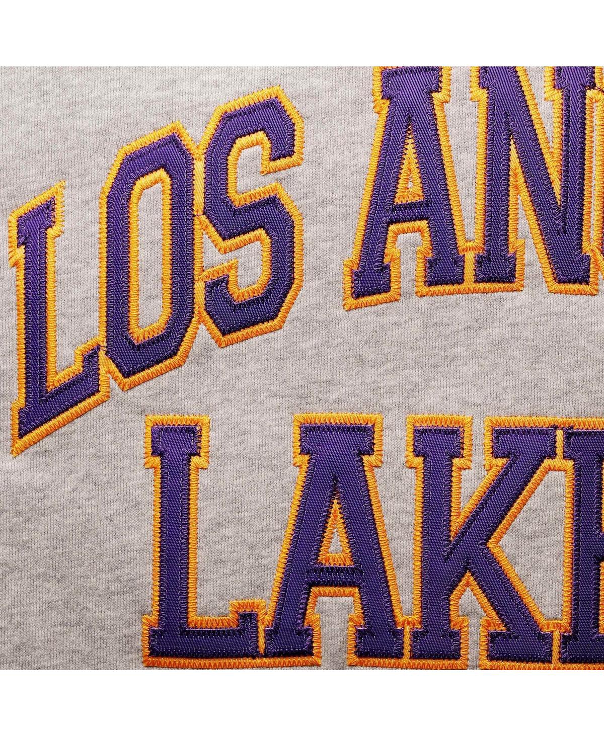 Men's Mitchell & Ness Shaquille O'Neal Heather Gray Los Angeles Lakers Big and Tall Name & Number Pullover Hoodie