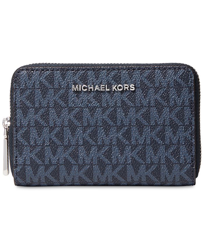 Michael Kors Jet Set Signature MK Logo Small Zip Around Card Case Wallet