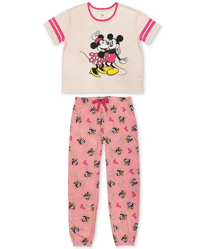 Disney Mickey & Minnie Mouse Varsity T-Shirt & Jogger Pants Pajama Set -  Macy's