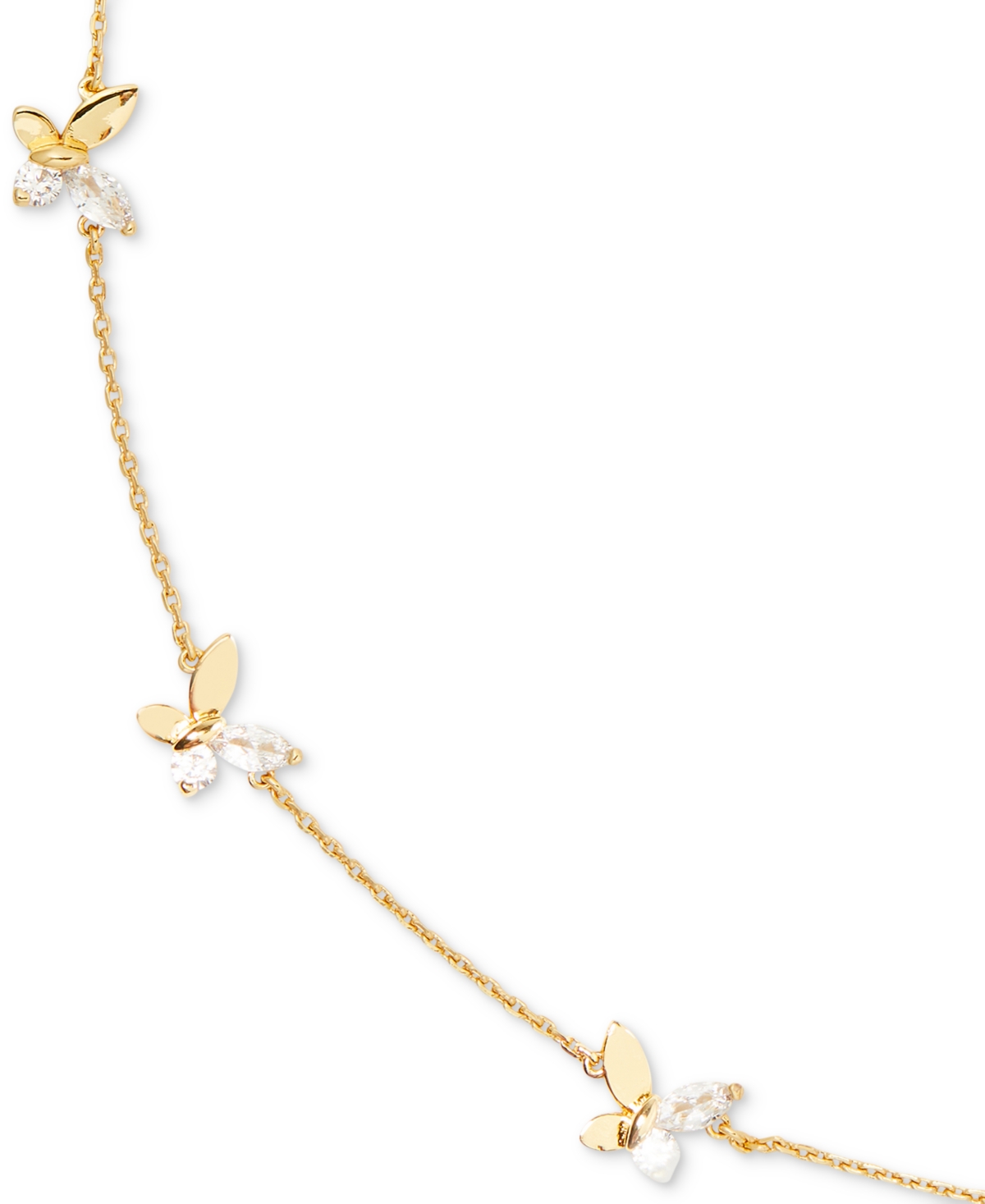 Kate Spade Gold-tone Crystal Social Butterfly Station Necklace, 17" + 3" Extender In Gold