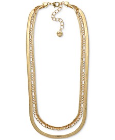Gold-Tone Mixed Chain Layered Collar Necklace, 17" + 2" extender, Created for Macy's