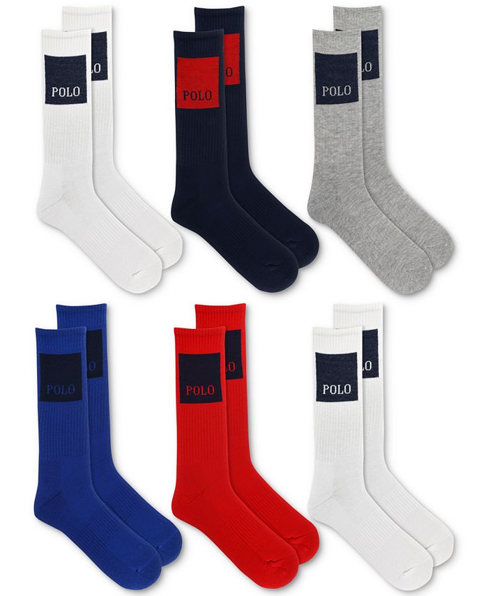 Polo Ralph Lauren Men s Square Logo Crew Socks 6pk. Macy s