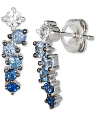 Denim Ombr&eacute; (5/8 ct. t.w.) & White Sapphire (1/5 ct. t.w.) Stud Earrings in 14k White Gold