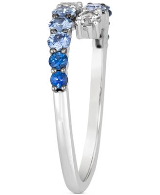 Denim Ombr&eacute; (5/8 ct. t.w.) & White Sapphire (1/5 ct. t.w.) Bypass Statement Ring in 14k White Gold