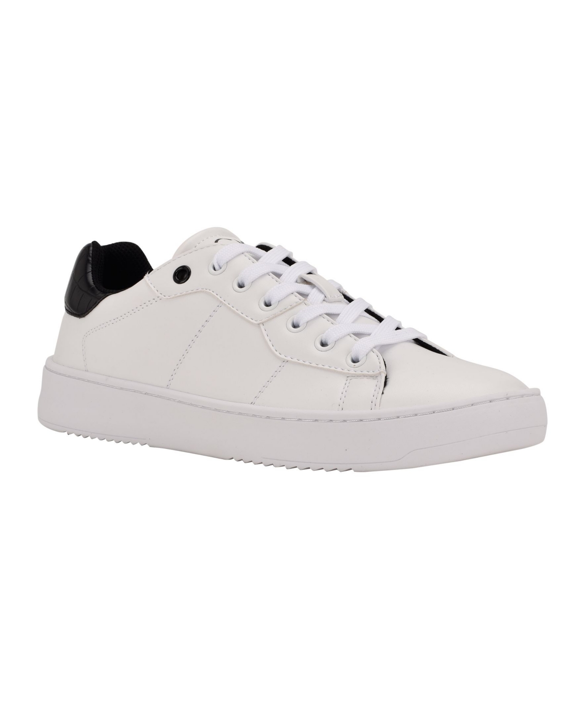 Shop Calvin Klein Men's Lucio Casual Lace Up Sneakers In White,black Croc
