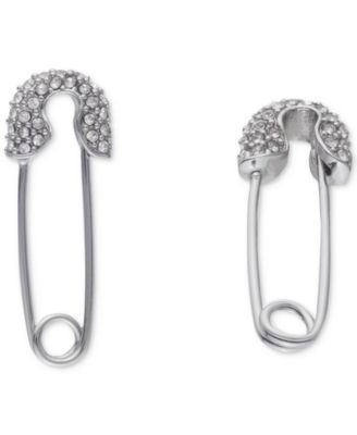 Karl Lagerfeld Paris - Silver-Tone Pav&eacute; Safety Pin Drop Earrings