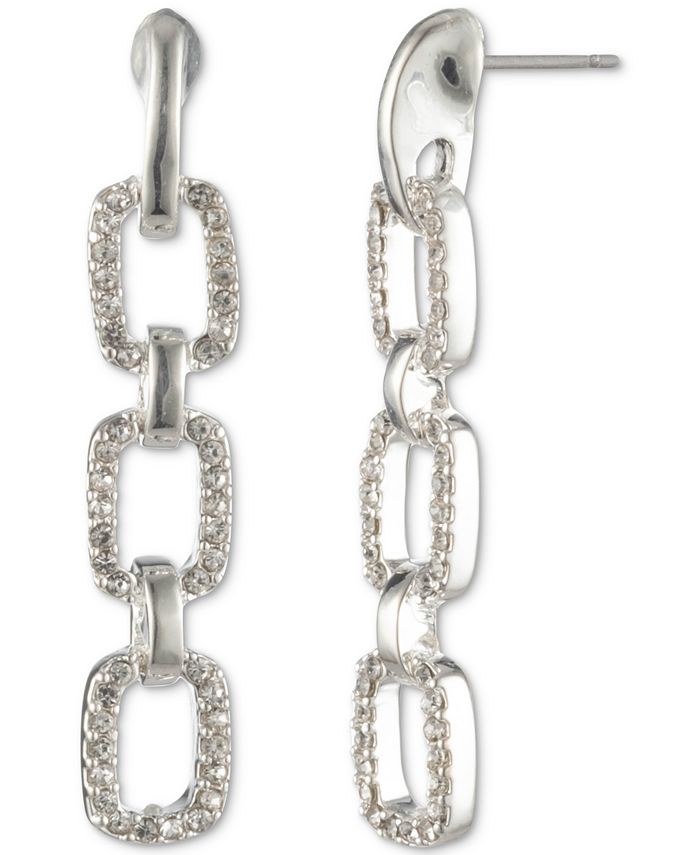 Lauren Ralph Lauren SilverTone Pavé Link Linear Drop Earrings Macy's