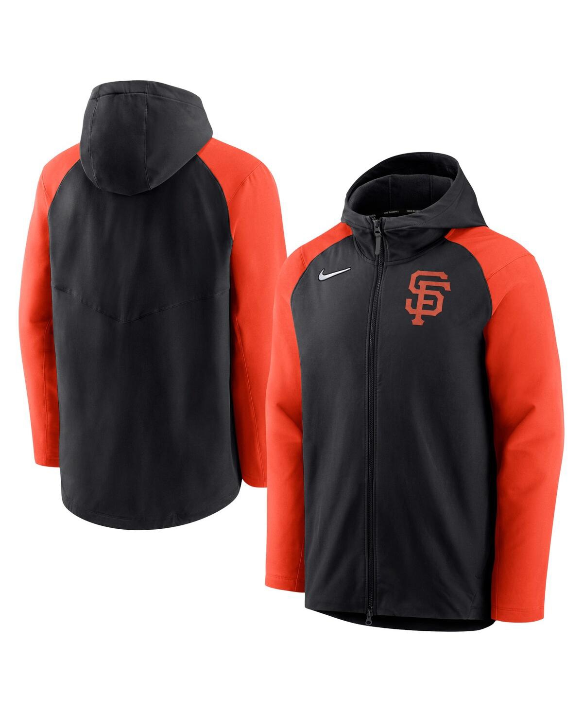 Shop Nike Men's Black, Orange San Francisco Giants Authentic Collection Full-zip Hoodie Performance Jacket In Black,orange