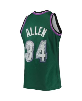 Men's Ray Allen Green Milwaukee Bucks 1996-97 Hardwood Classics 75th Anniversary Diamond Swingman Jersey