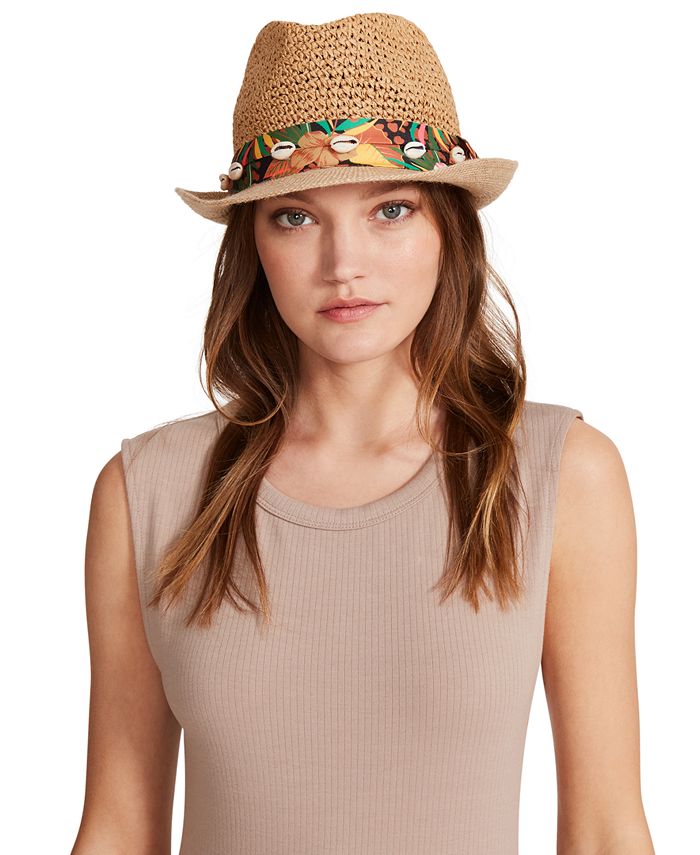 Steve Madden Women s Packable Tropical Band Natural Fedora Macy s