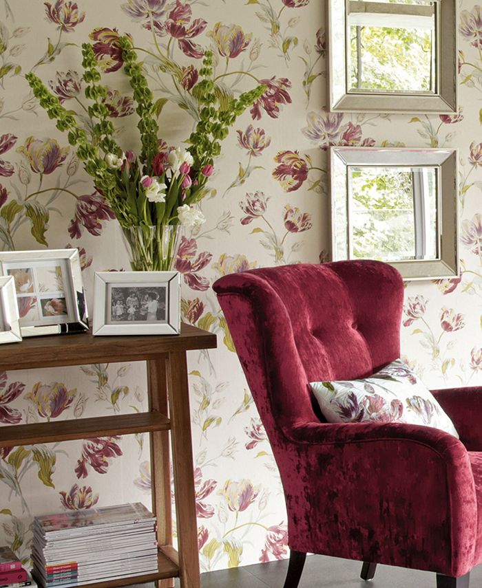 Laura Ashley Gosford Cranberry Wallpaper Macy's