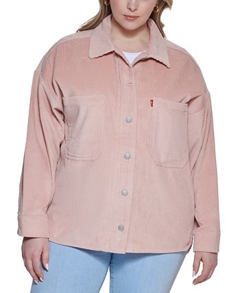 Levi's Women's Relaxed Oversized Fit Corduroy Work Shirt Jacket Size Large  Beige