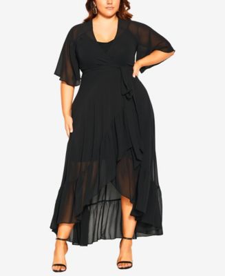 City Chic Trendy Plus Size Wrap Flutter Maxi Dress - Macy's