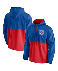Men's Branded Blue, Red New York Rangers Thrill Seeker Anorak Half-Zip Jacket