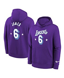 Boys Youth Lebron James Purple Los Angeles Lakers 2021/22 City Edition Name and Number Pullover Hoodie