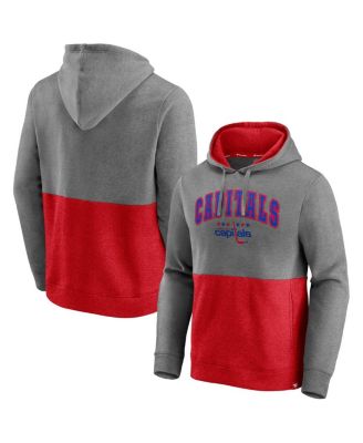 Men's Heathered Gray, Red Washington Capitals Block Party Classic Arch Signature Pullover Hoodie