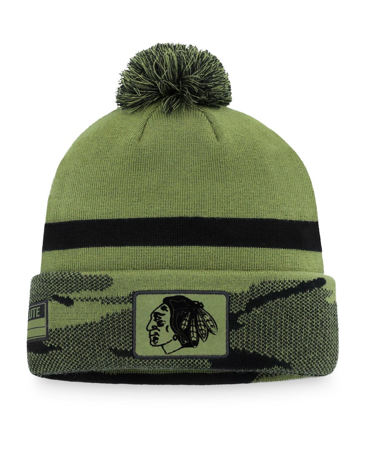 Men's FanaticsChicago Blackhawks Military-Inspired Appreciation Cuffed Knit Hat with Pom - Camo
