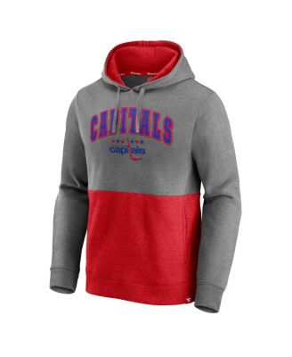 Men's Heathered Gray, Red Washington Capitals Block Party Classic Arch Signature Pullover Hoodie