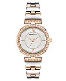 Women's Accented Silver-Tone and Rose Gold-Tone Titanium Alloy Bracelet Watch, 30mm