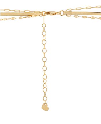Italian Gold Triple Layered Chain Necklace in 10k Gold, 17