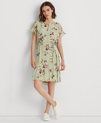 Lauren Ralph Lauren Floral Crinkled Georgette Dress & Reviews - Dresses -  Women - Macy's