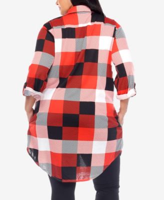 Plus Size Plaid Tunic Shirt