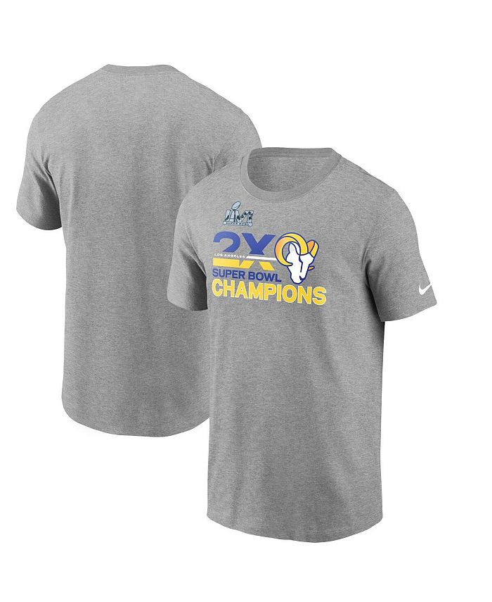 Nike Men's Heather Gray Los Angeles Rams 2-Time Super Bowl Champions T-shirt  - Macy's