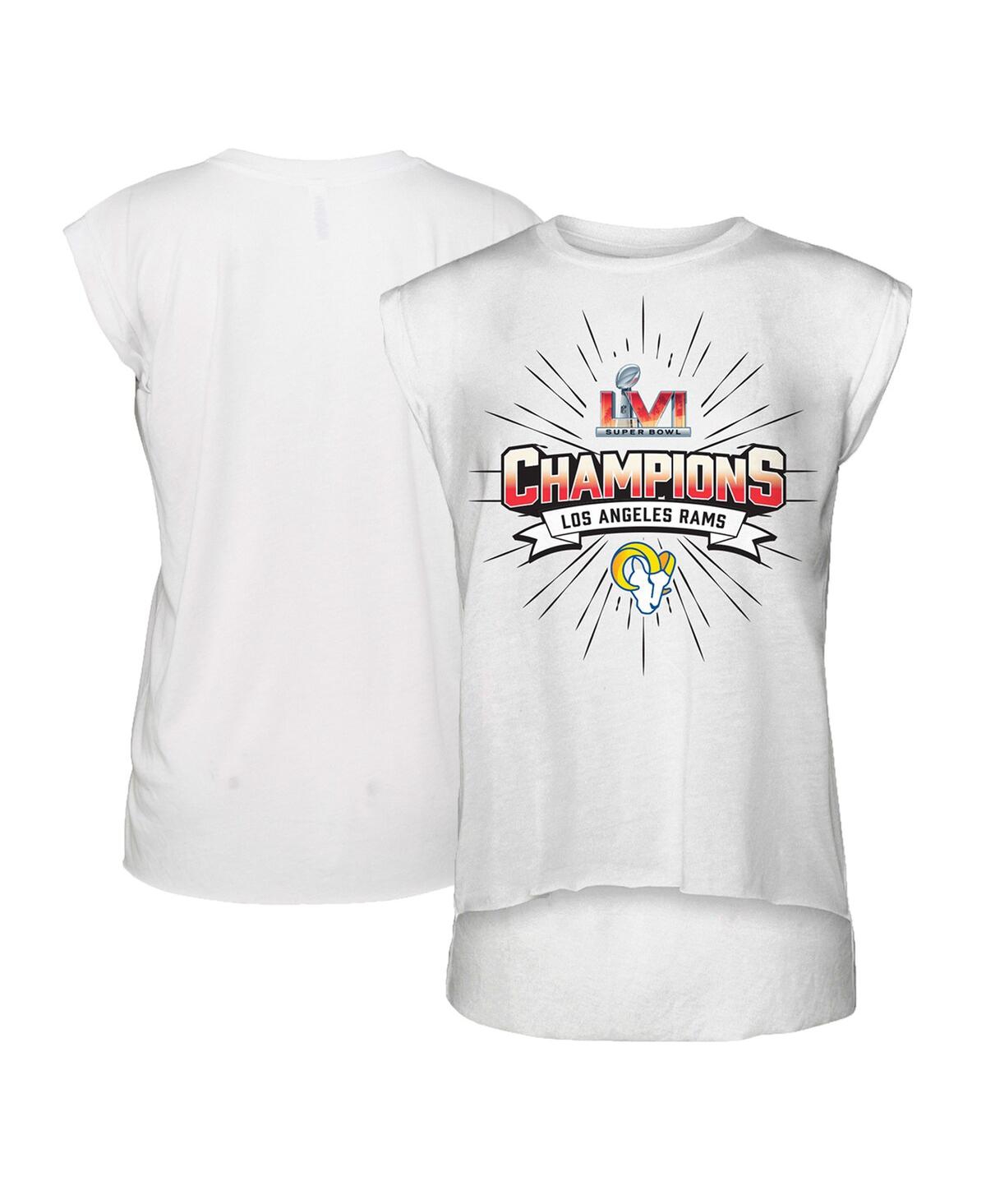 Women's Wear by Erin AndrewsLos Angeles Rams Super Bowl Lvi Champions Burst Muscle Sleeveless T-shirt - White
