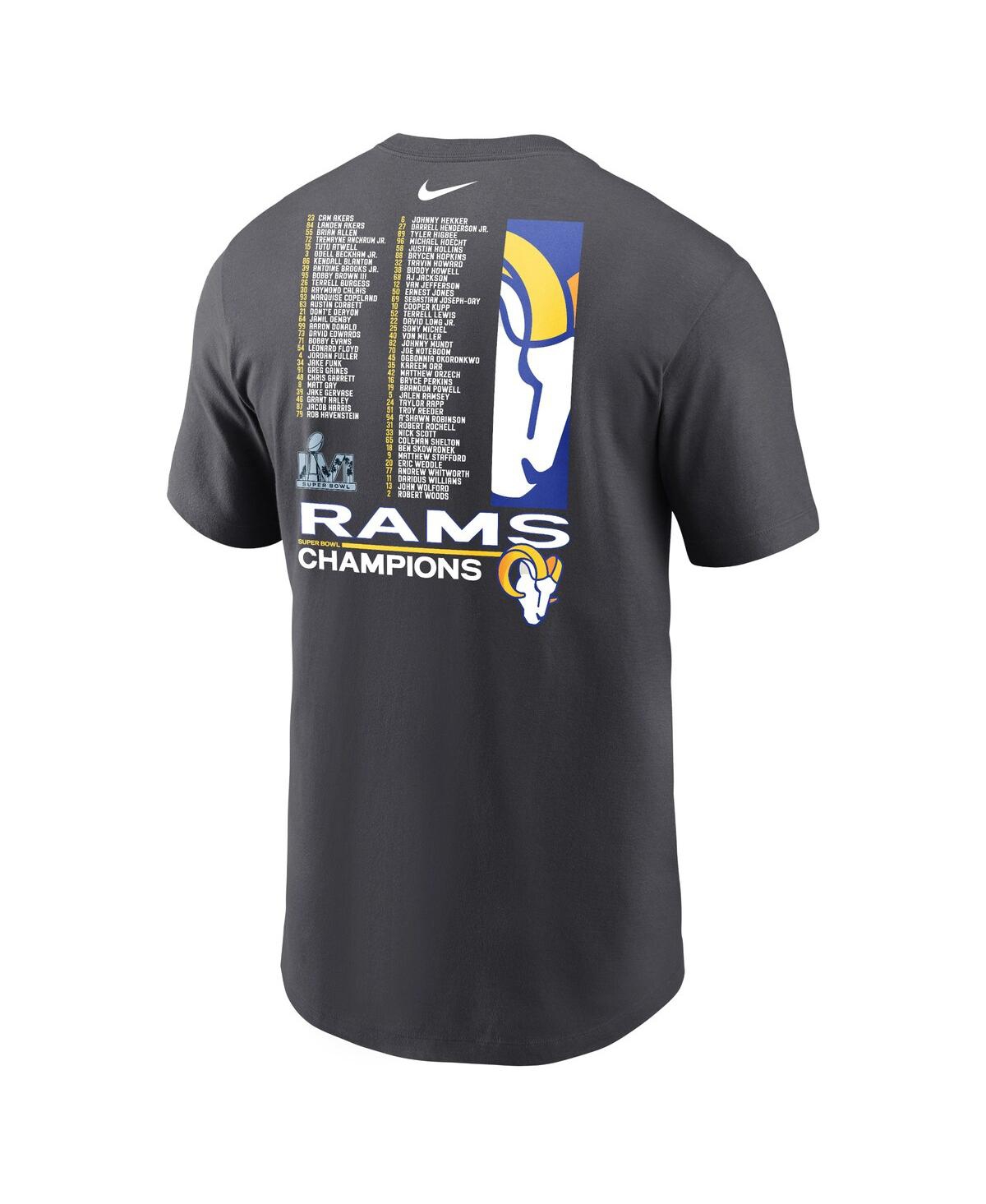 Men's NikeLos Angeles Rams Super Bowl Lvi Champions Roster T-shirt - Anthracite