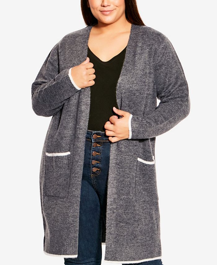 AVENUE Plus Size Soft Plain Cardigan Sweater - Macy's