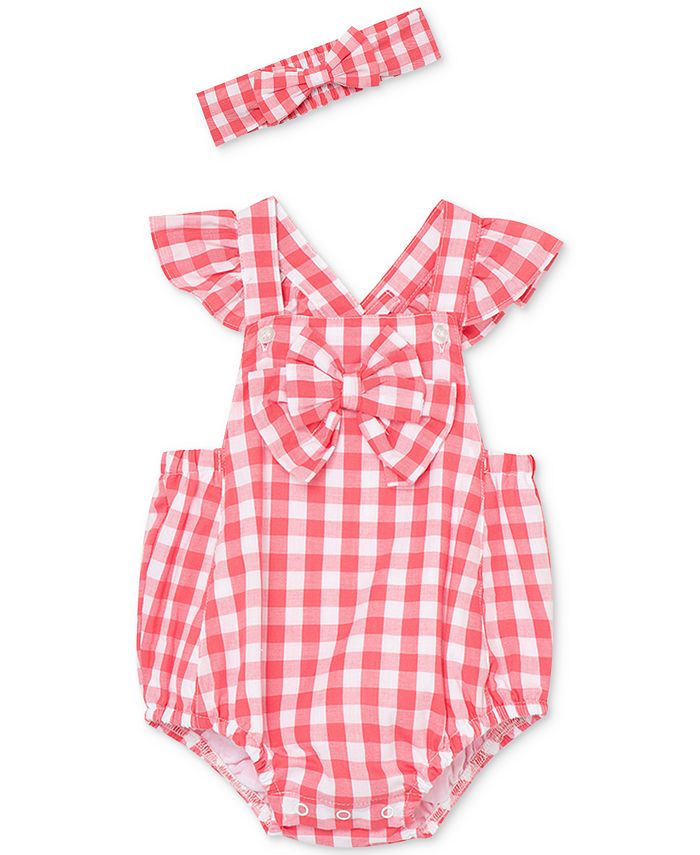 Little Me Baby Girls Gingham Bubble Romper Headband Macy s