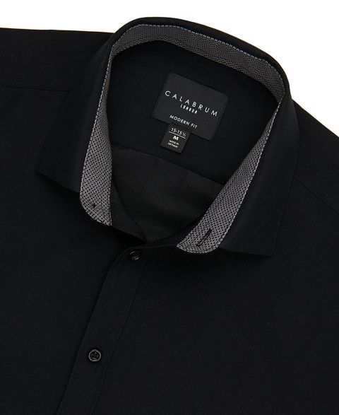 Мужская рубашка Calabrum Regular Fit Solid Wrinkle Free Performance Dress Shirt, цвет: Чёрный
