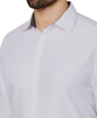 Men's Regular Fit Dot Print Wrinkle Free Performance Dress Shirt