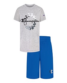 Little Boys 2-Pc. Wavy Logo-Print T-Shirt & Shorts Set