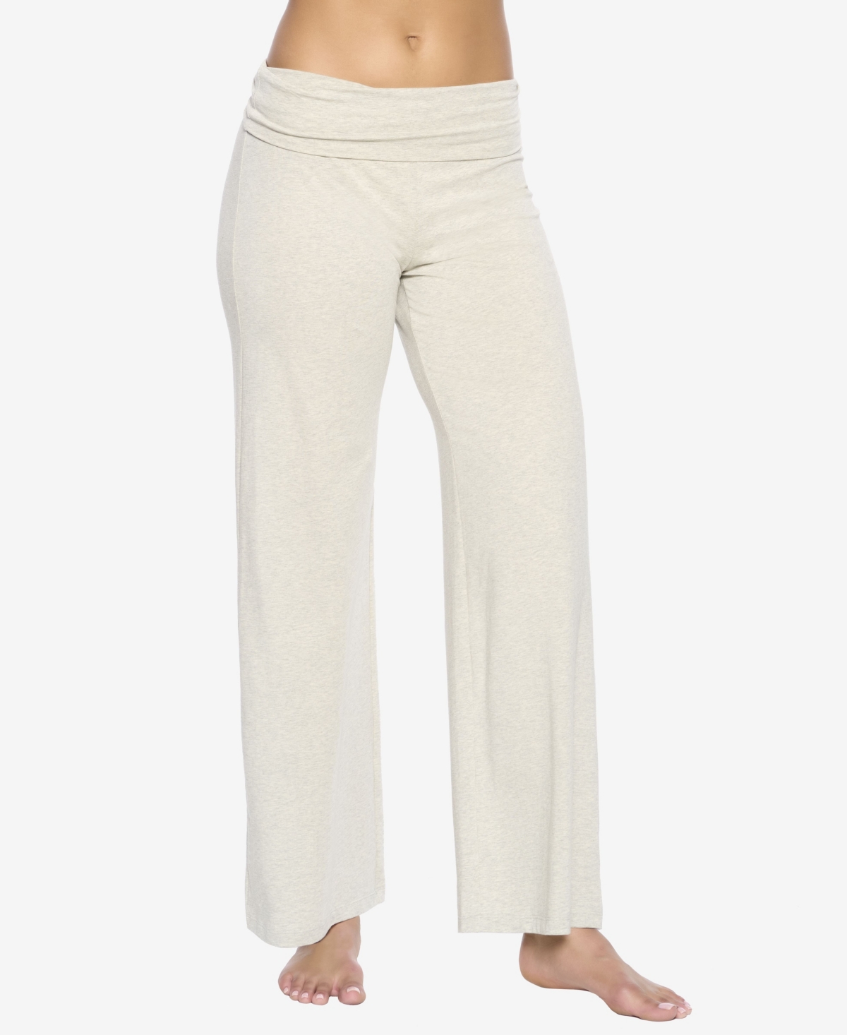 Felina Women's Naturally Soft Wide Leg Roll Over Pant In Pebble