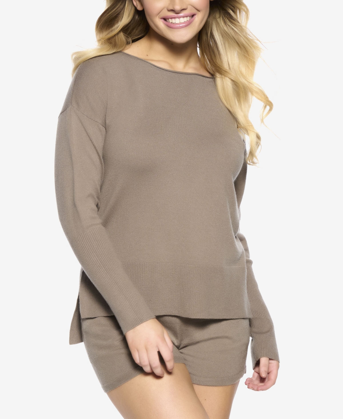 Voyage Textured Sweater Knit Lounge Top - Driftwood