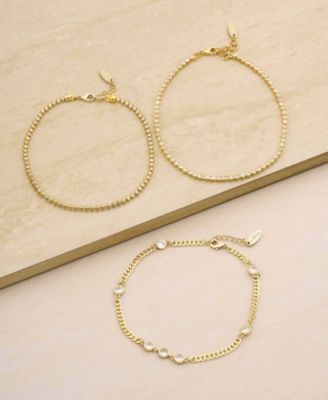 Dainty 18K Gold Plated Chain Anklet Set