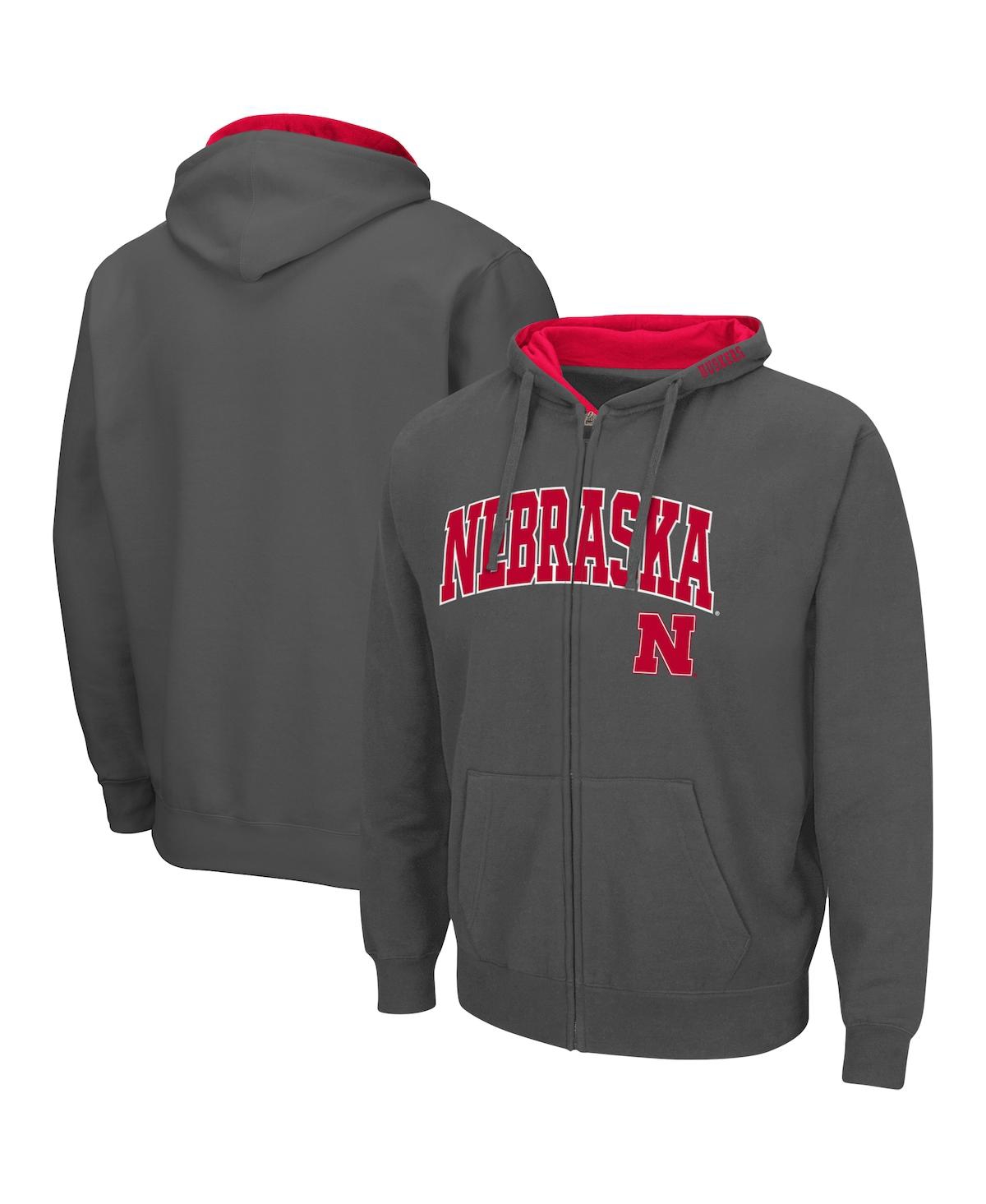 Colosseum Men's Charcoal Nebraska Huskers Arch Logo 2.0 Full-zip Hoodie In Charcoal