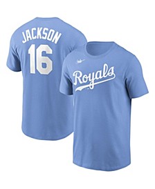 Men's Bo Jackson Light Blue Kansas City Royals Cooperstown Collection Name and Number T-shirt