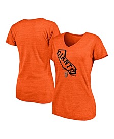 Women's Branded Orange San Francisco Giants Hometown Cali Tri-Blend V-Neck T-shirt