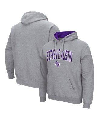 Men's Heathered Gray Stephen F Austin Lumberjacks Arch and Logo Pullover Hoodie