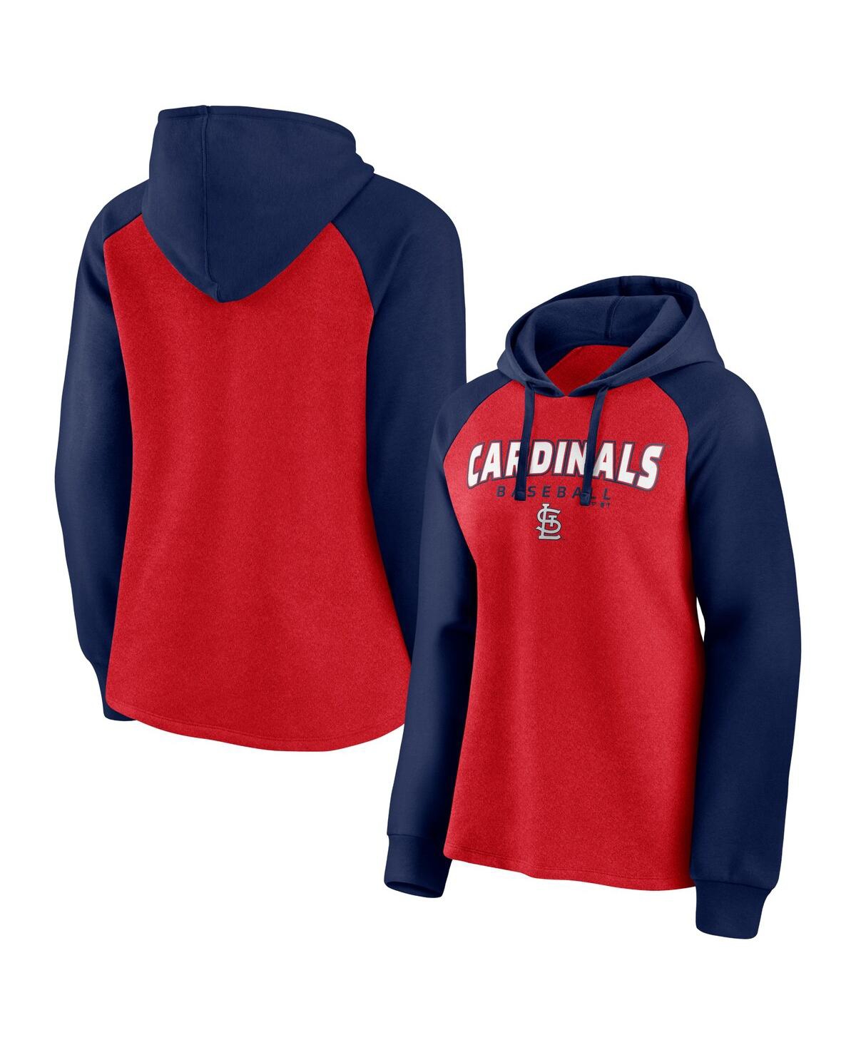 Fanatics Women's  Branded Red, Navy St. Louis Cardinals Recharged Raglan Pullover Hoodie In Red,navy