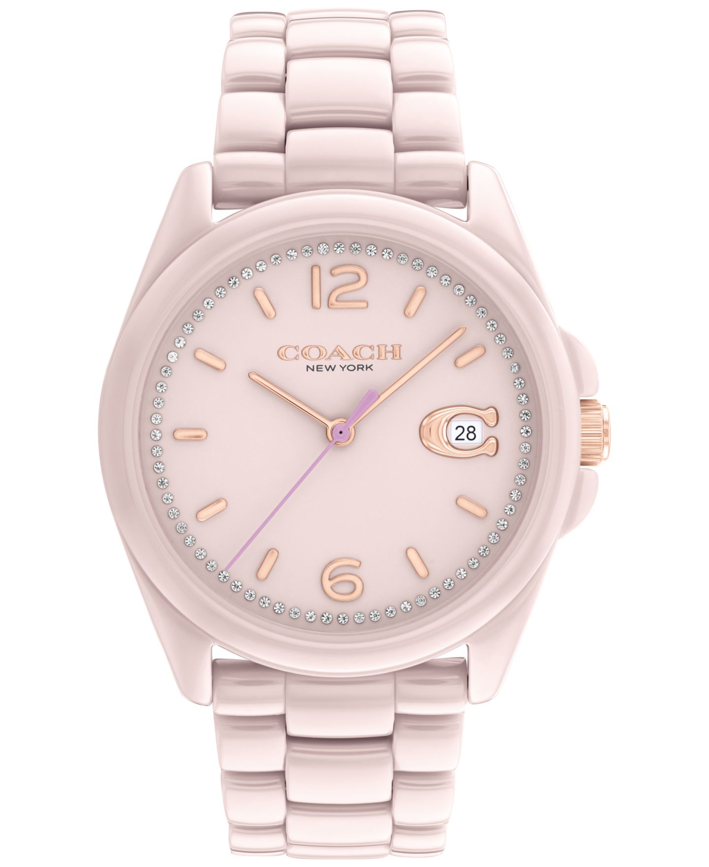 Женские часы COACH Greyson Blush Ceramic Bracelet Watch 36mm, цвет: Пудровый — фото 1