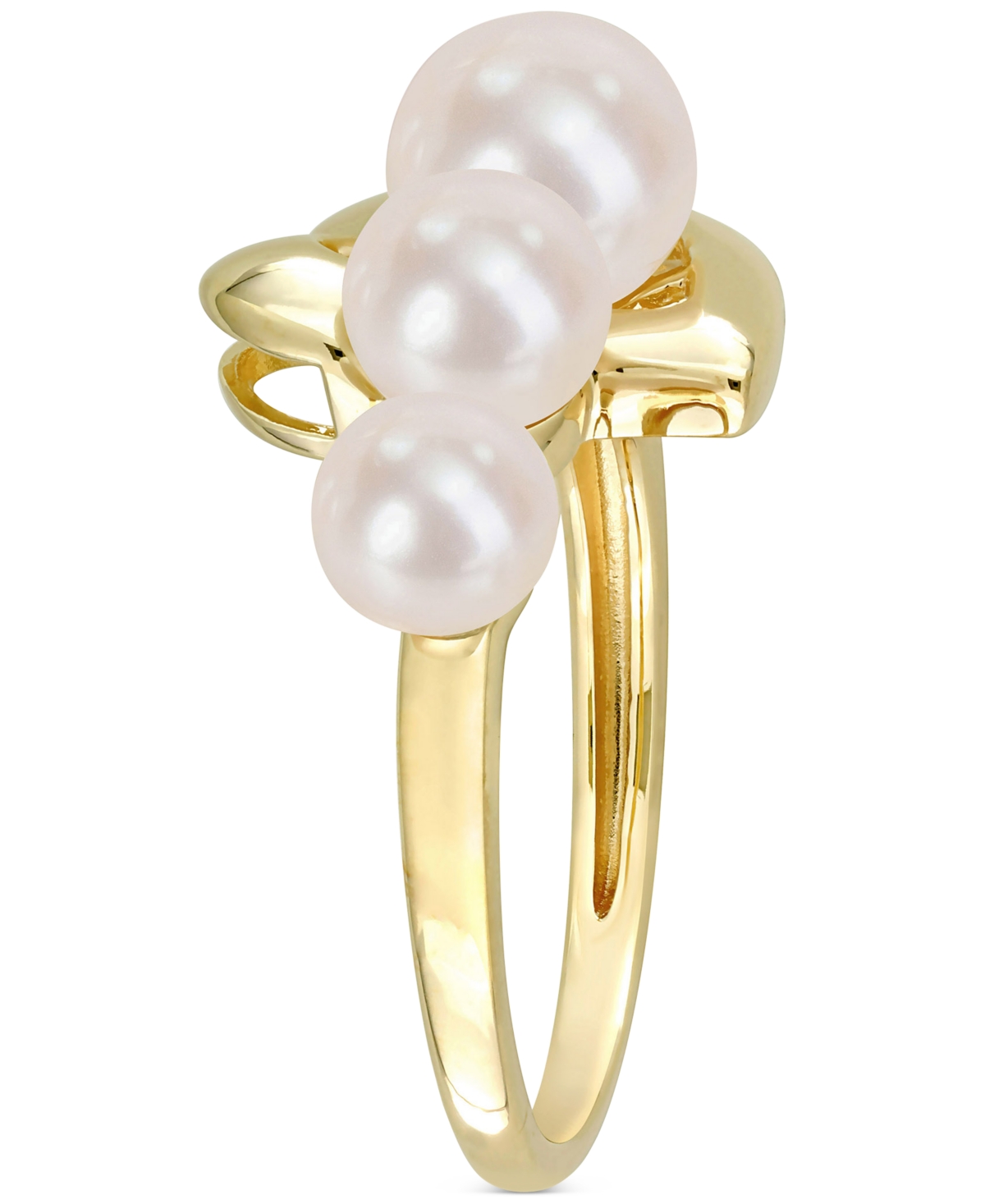 Cultured Freshwater Pearl (5 - 7-1/2mm) Heart Ring in Gold-Tone Plated Sterling Silver