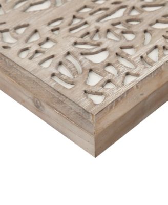 Laurel Branches Carved Wood Panel Wall Decor