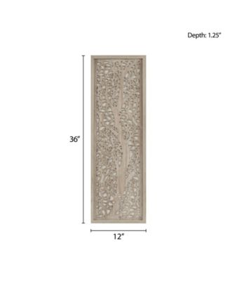 Laurel Branches Carved Wood Panel Wall Decor