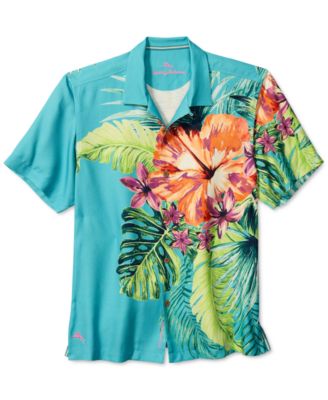 Tropical Print Silk Camp Shirt 